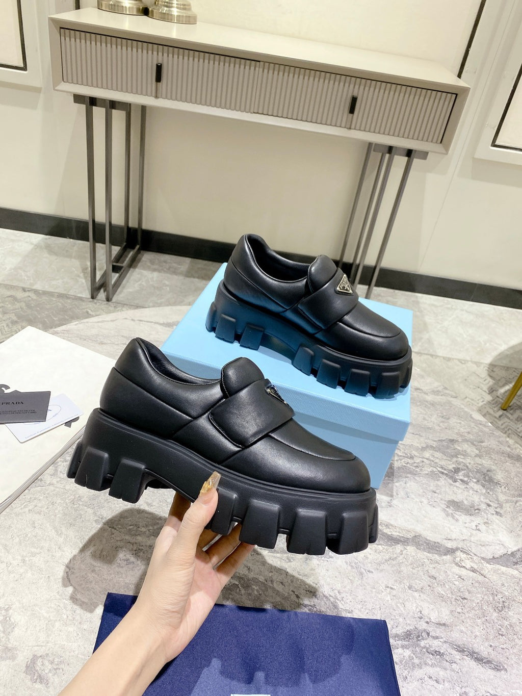 Black Soft Padded Leather Loafers