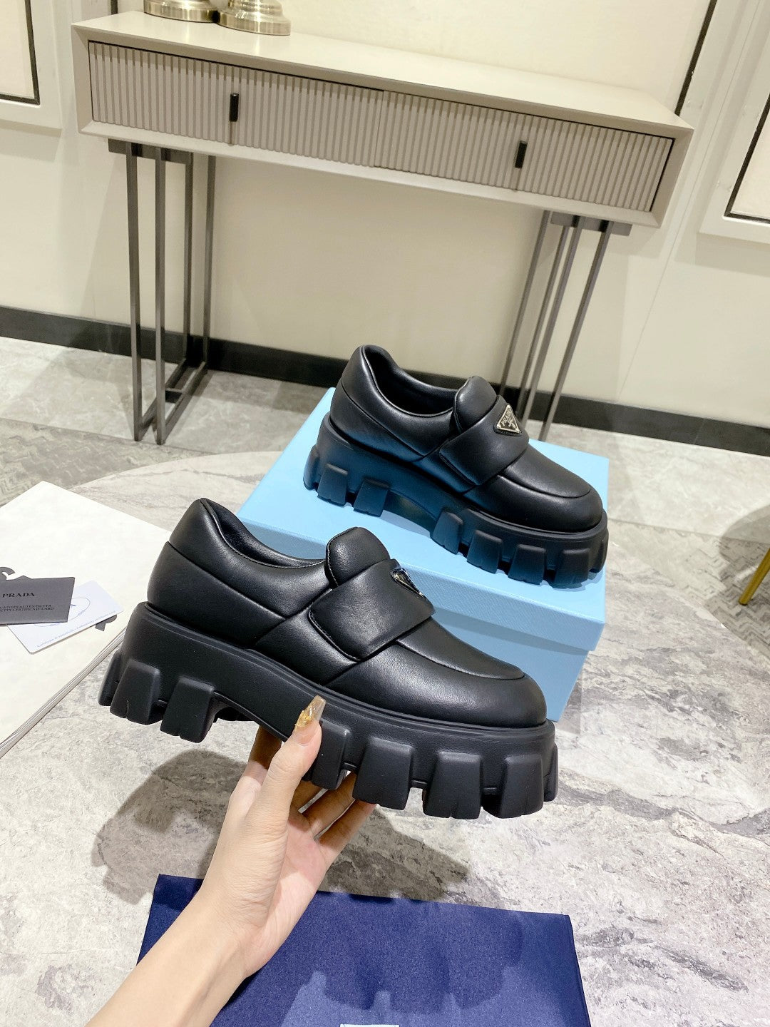 Black Soft Padded Leather Loafers