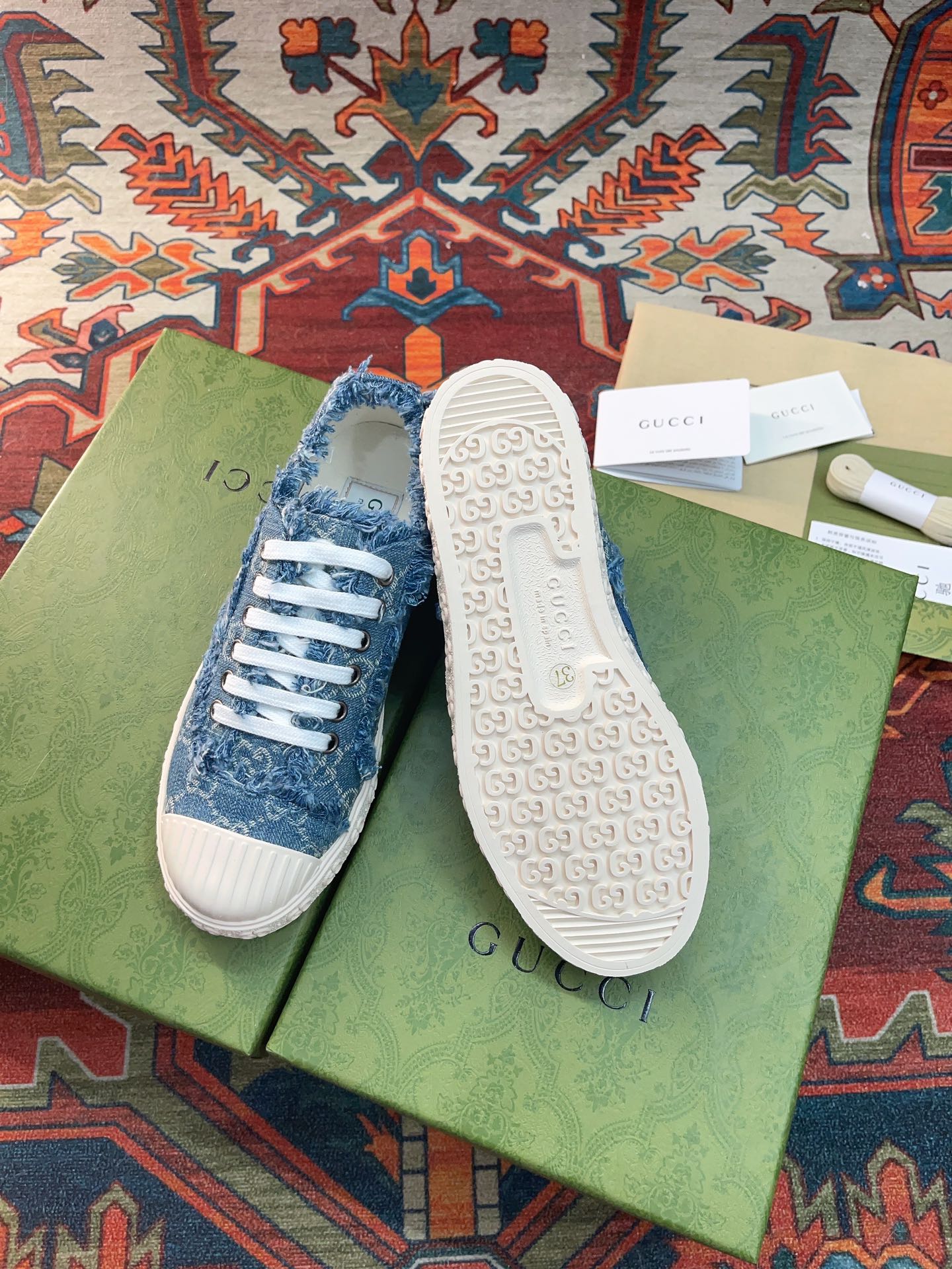 Men's Light Blue GG Denim Sneaker