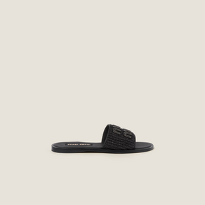 Black Raffia-Effect Mules