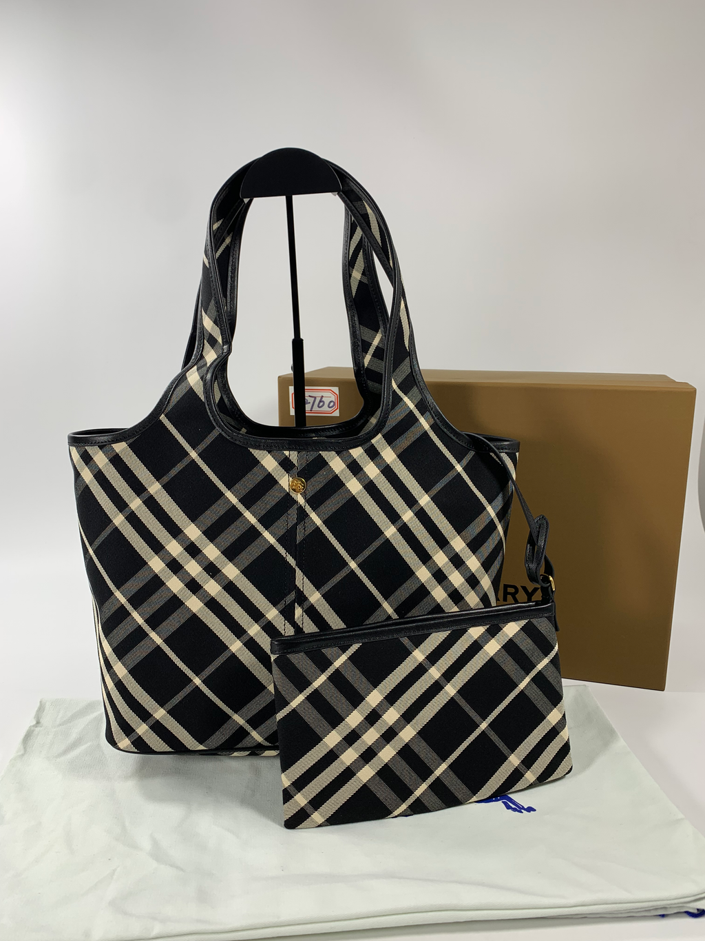 Black Small Check Tote