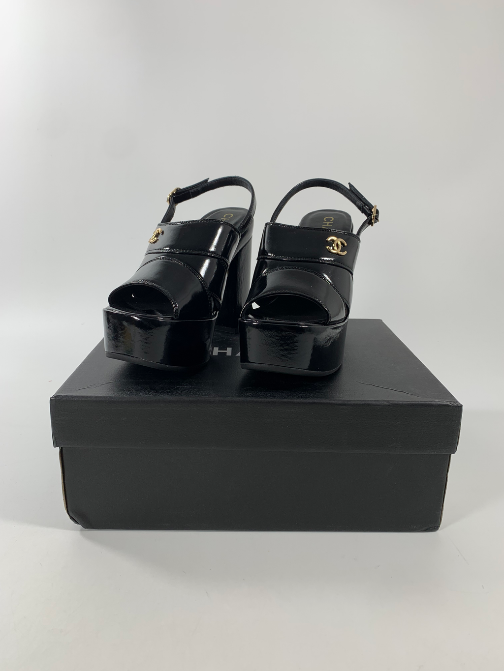 Black C Patent Sandals
