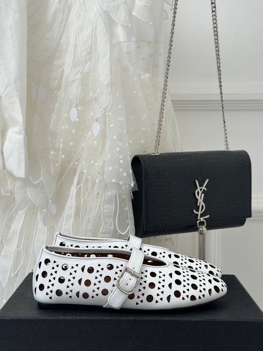 White AV Ballet Flats