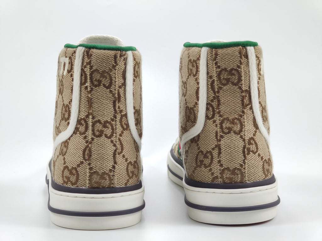 Women's Beige & ebony tennis high top sneaker