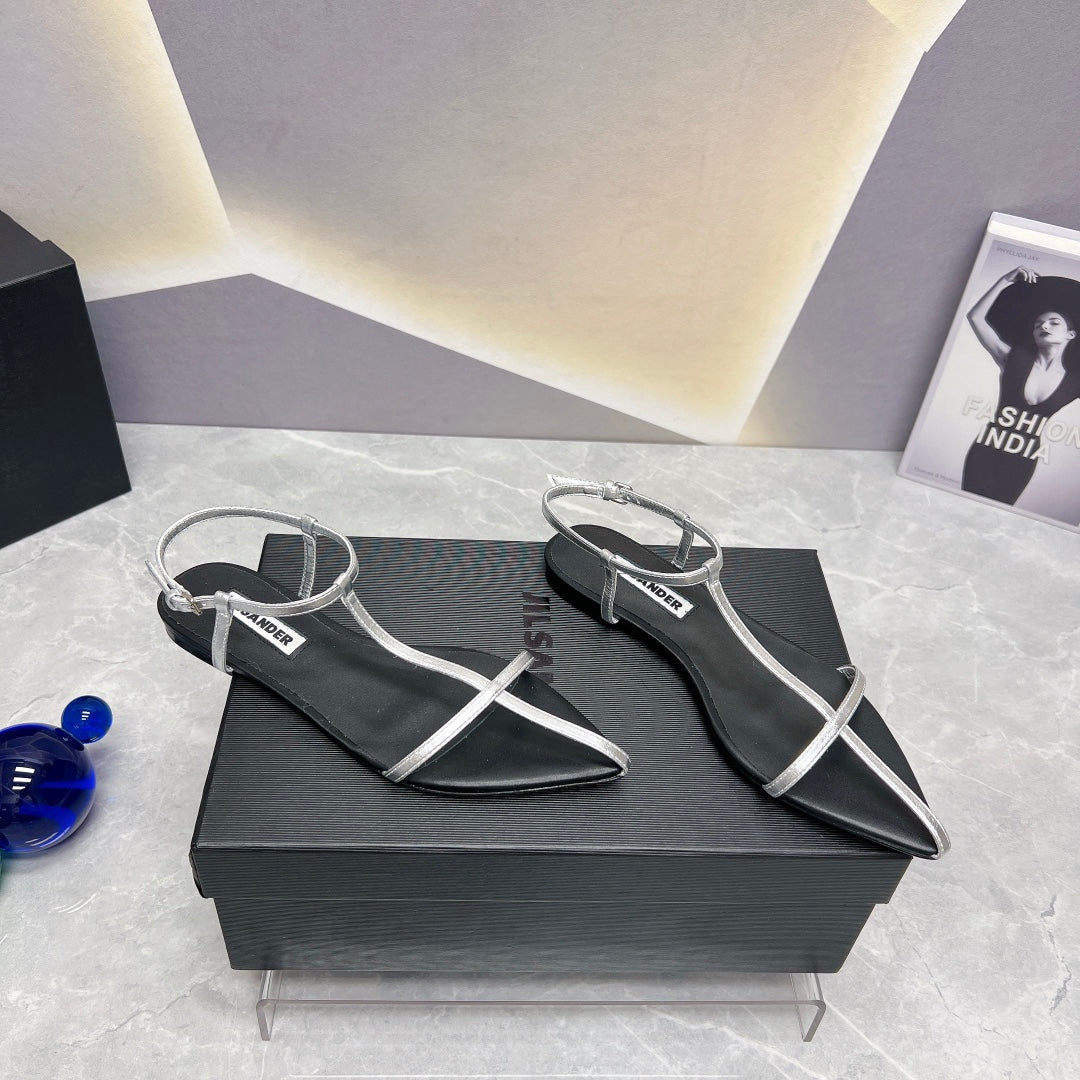 Silver JS Flat Sandals