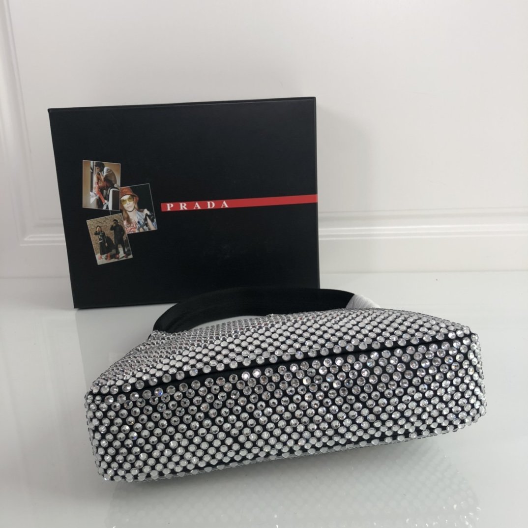 Black satin mini-bag with crystal