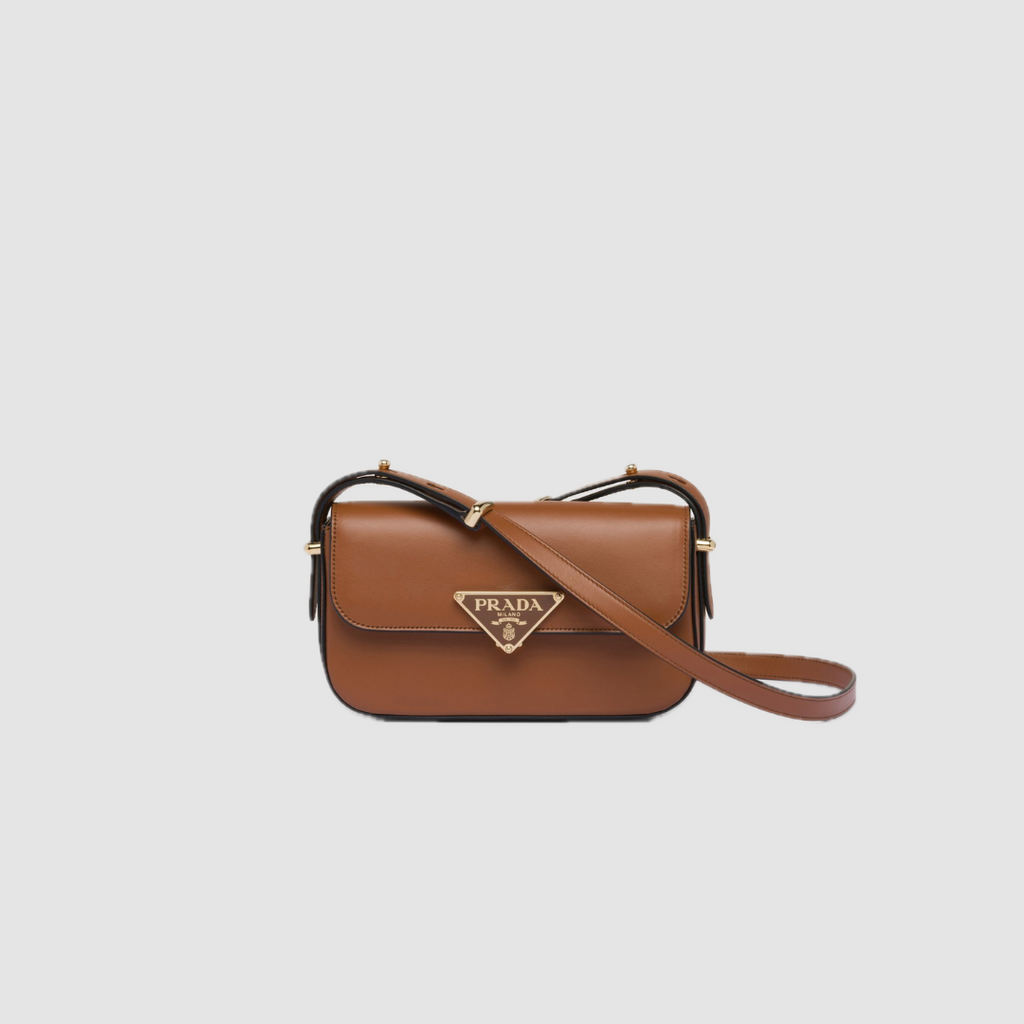 Cognac P Leather Shoulder Bag