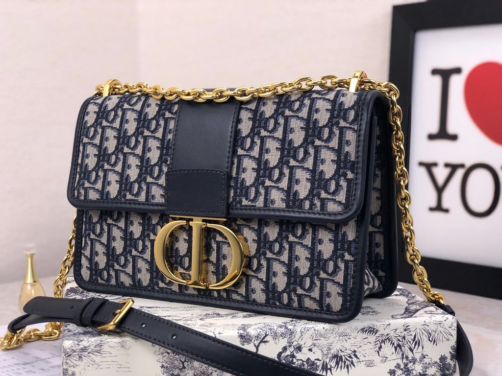 Blue 30M clutch oblique jacquard canvas flap chain bag