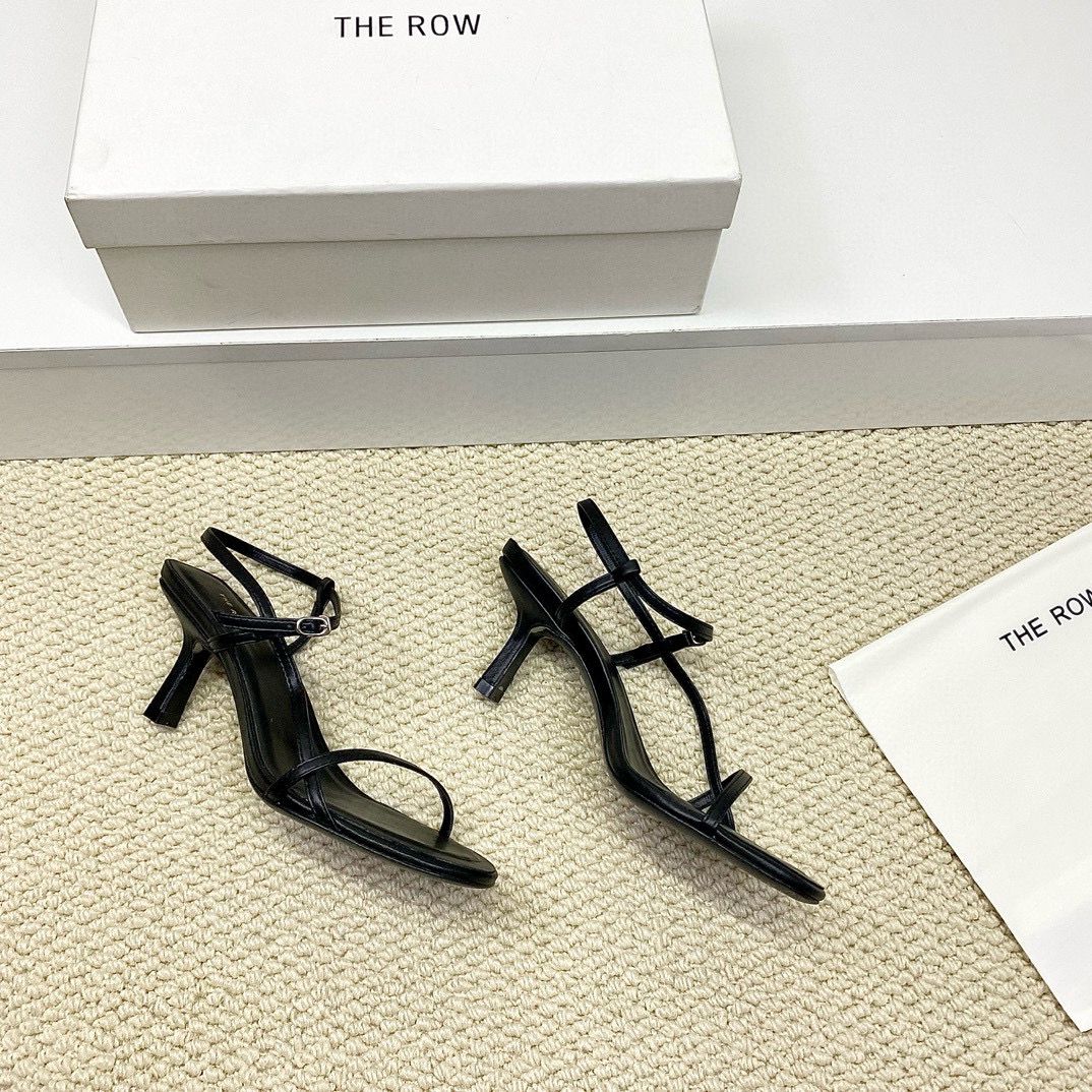 Black Bare Leather Sandals