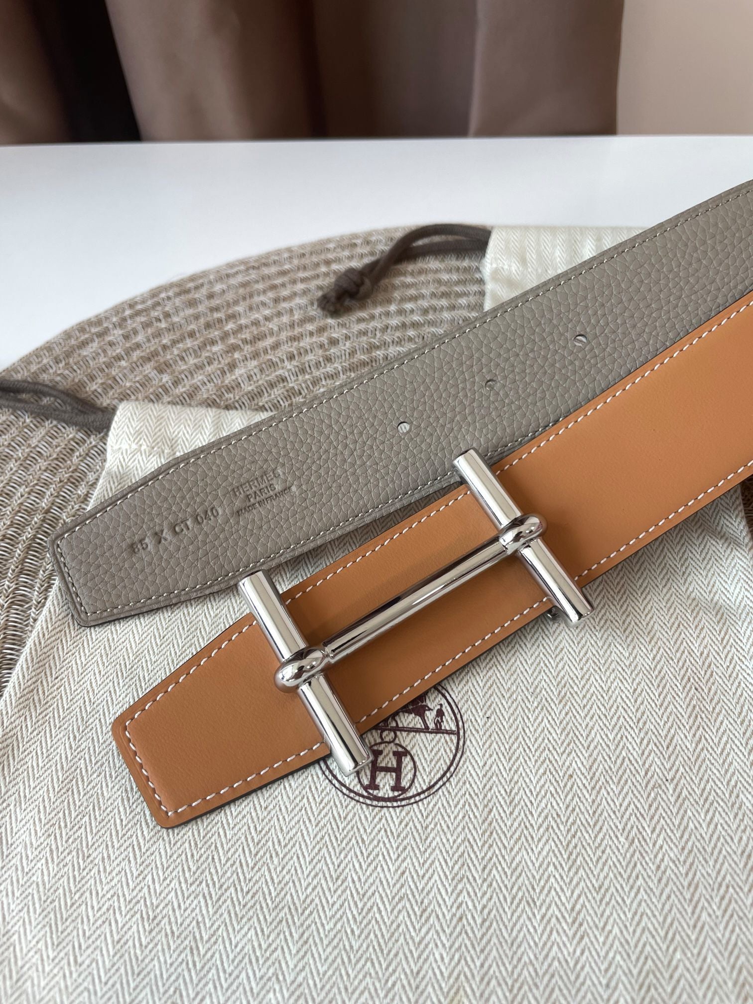 Brown HD silver belt buckle & leather strap