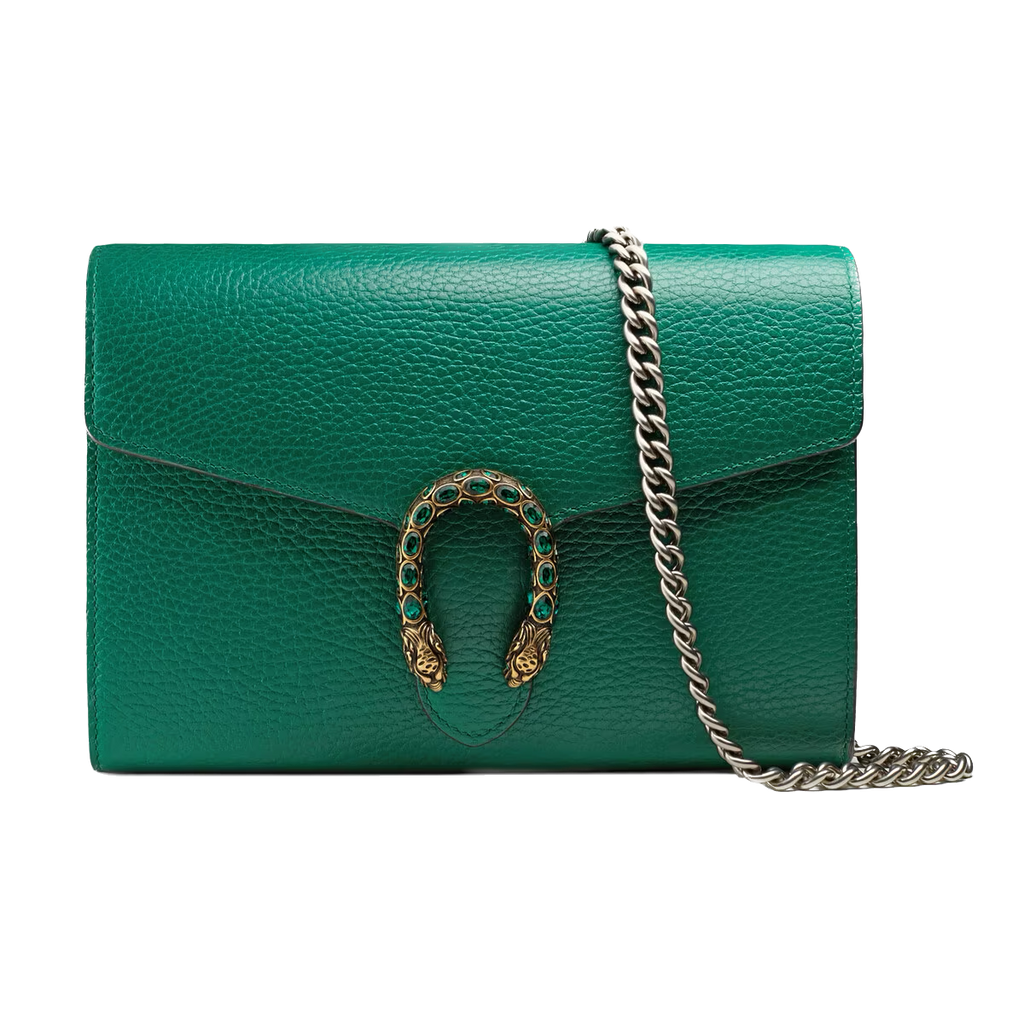 Emerald green DG mini leather chain wallet
