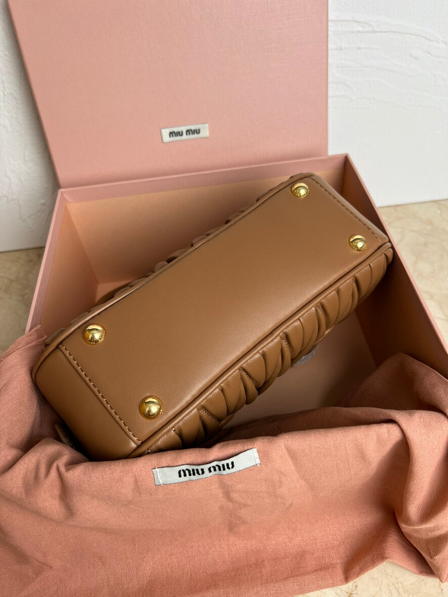 Caramel Arcadie Matelassé Leather Bag