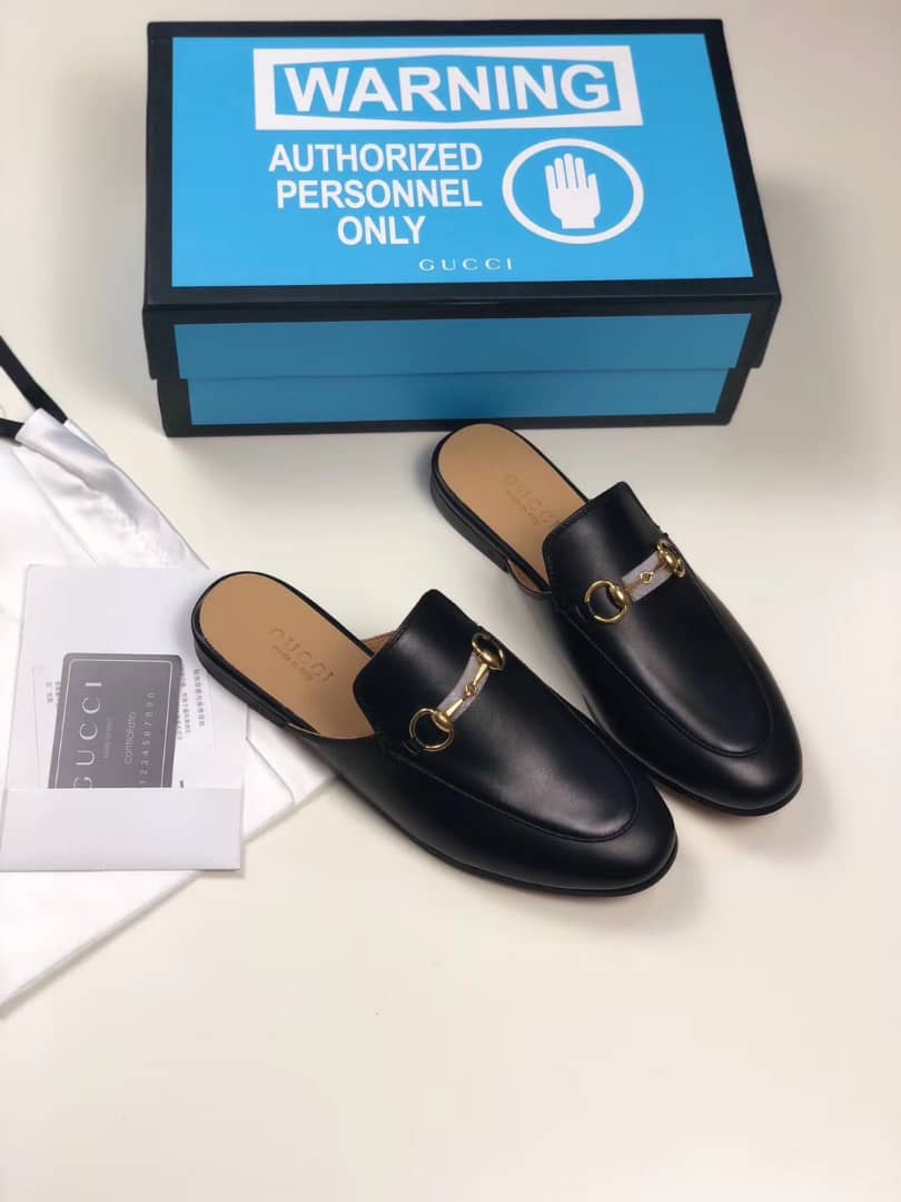 Black GP leather slippers
