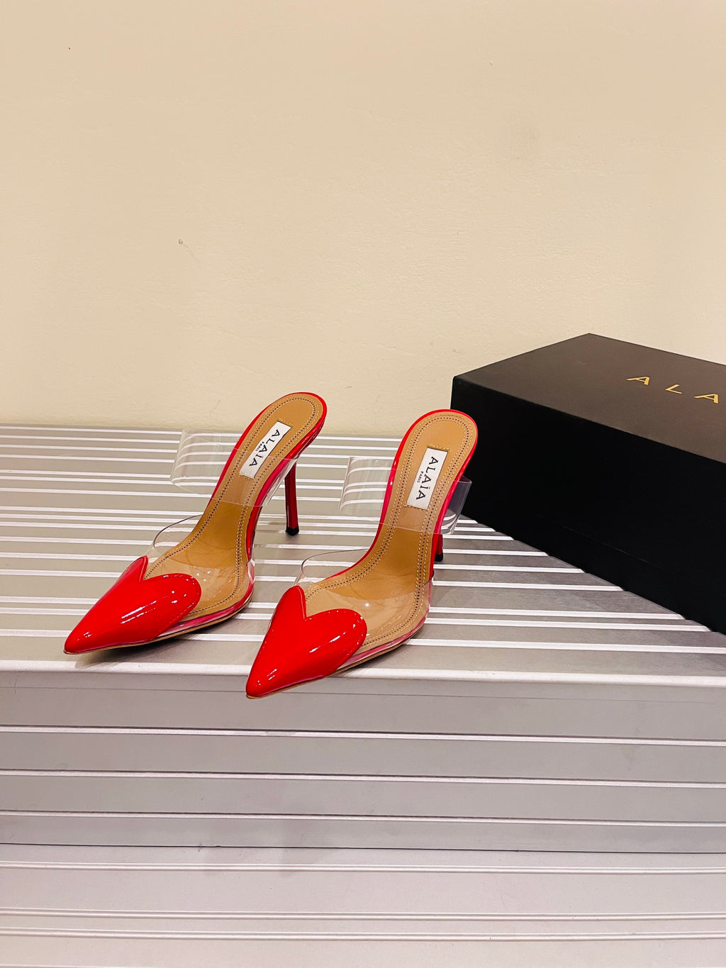 Lacquer Red LC Mules In Patent Leather
