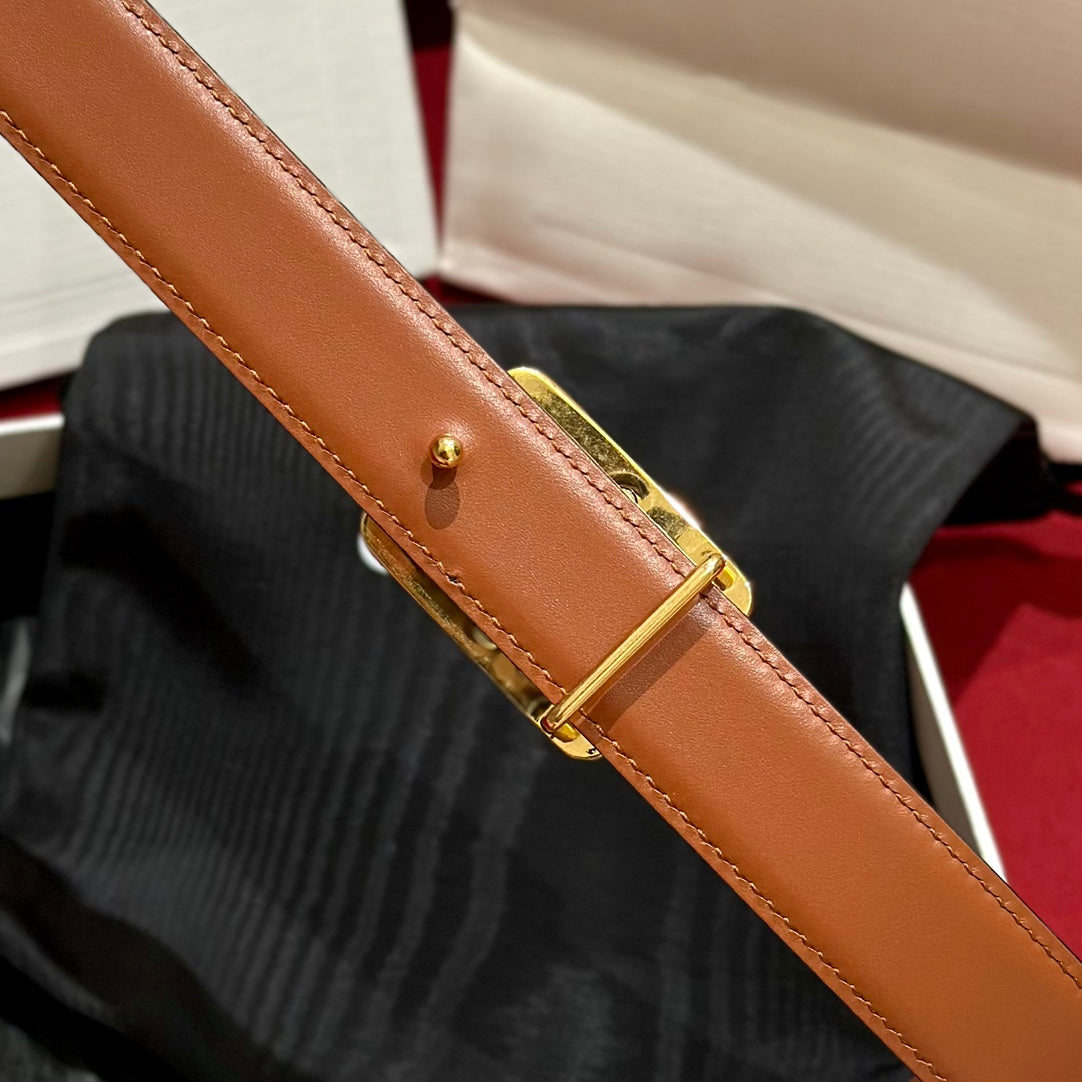 Tan/Black Medium Reversible Framed Triomphe Belt