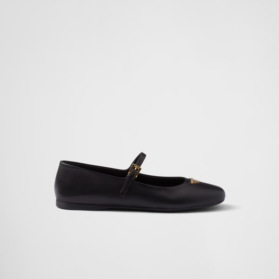 Black P Leather Ballerinas