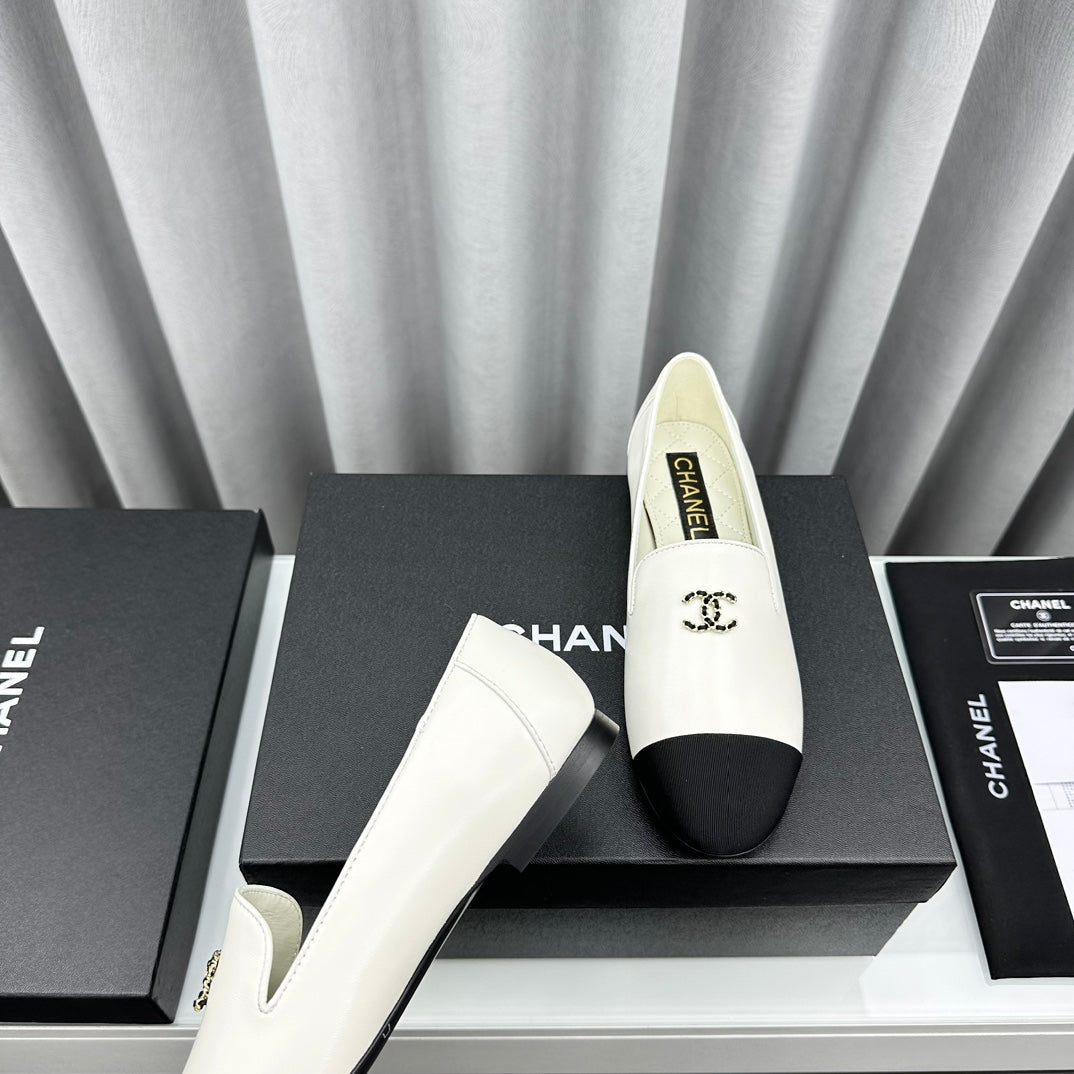 White & Black CC Moccasins