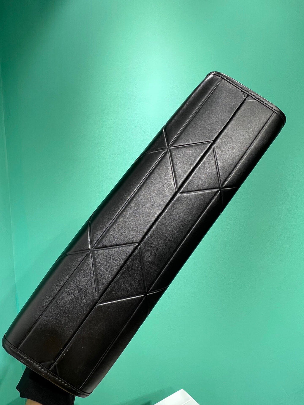 Black Large Leather Symbole Bag With Topstitching