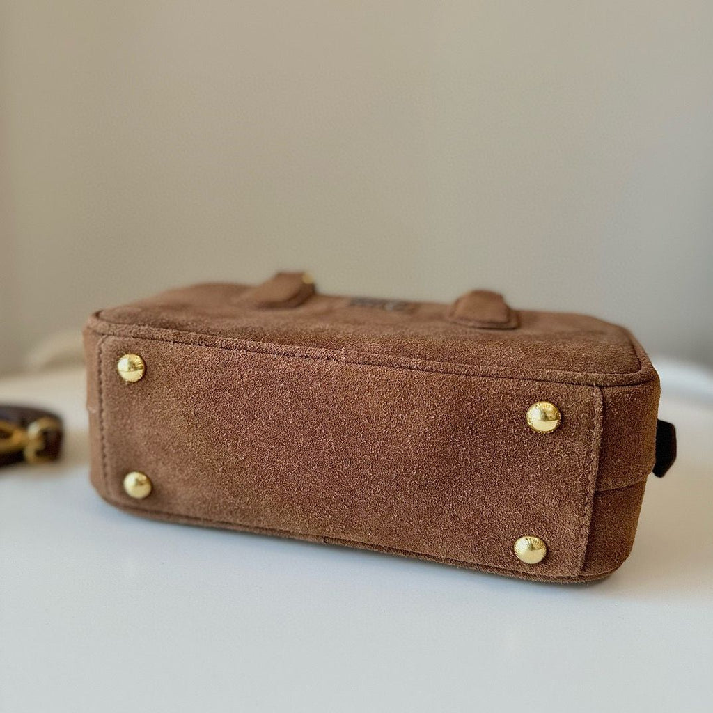 Cocoa Brown Arcadie Padded Suede Top-Handle Bag