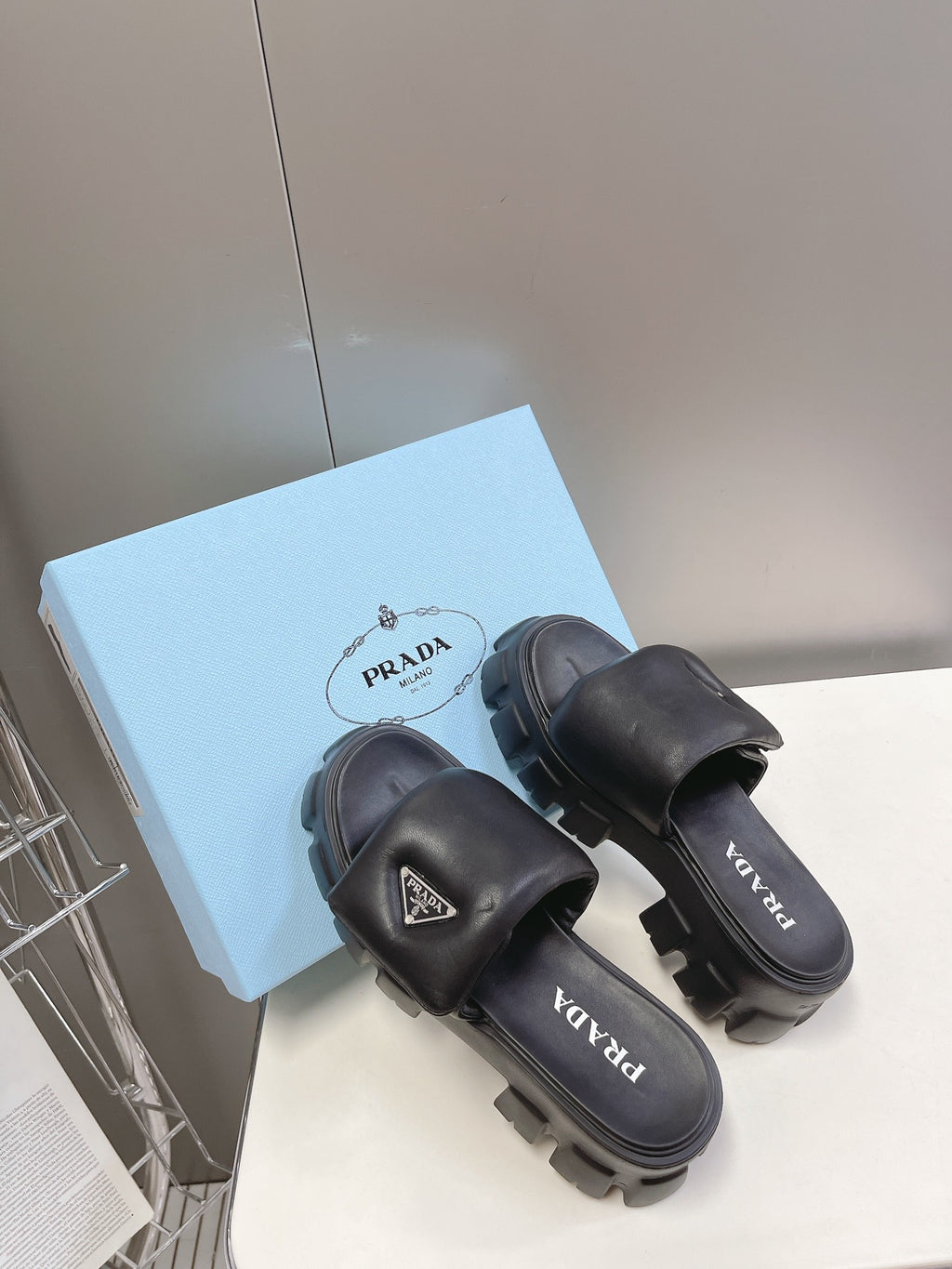 Black Soft Padded Leather Sandals