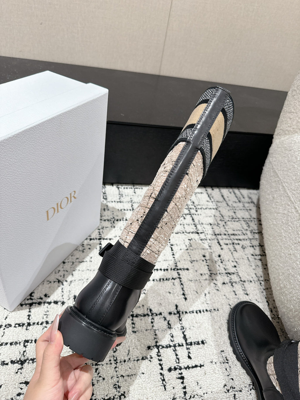 Beige & Black DM Boot