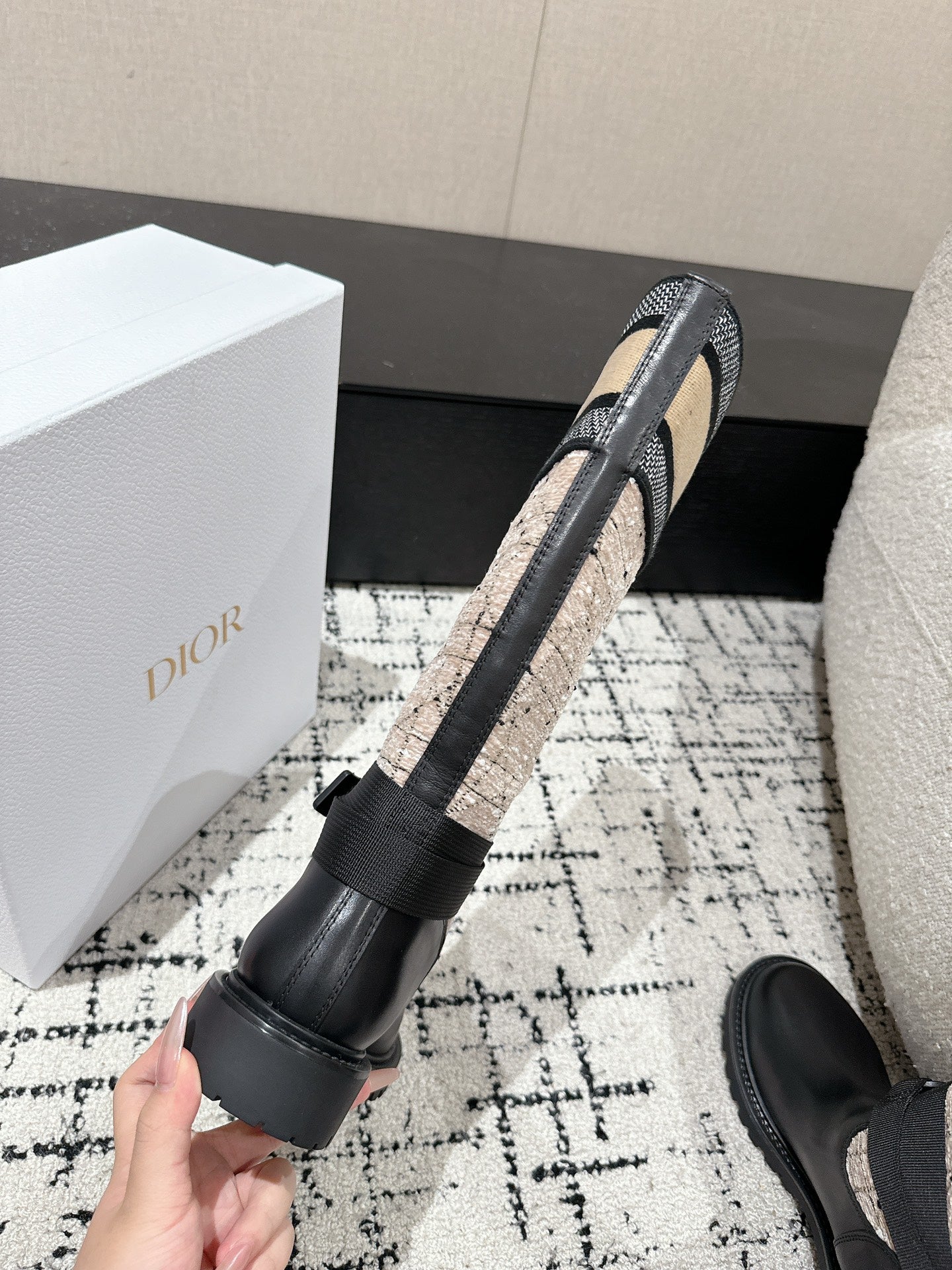 Beige & Black DM Boot