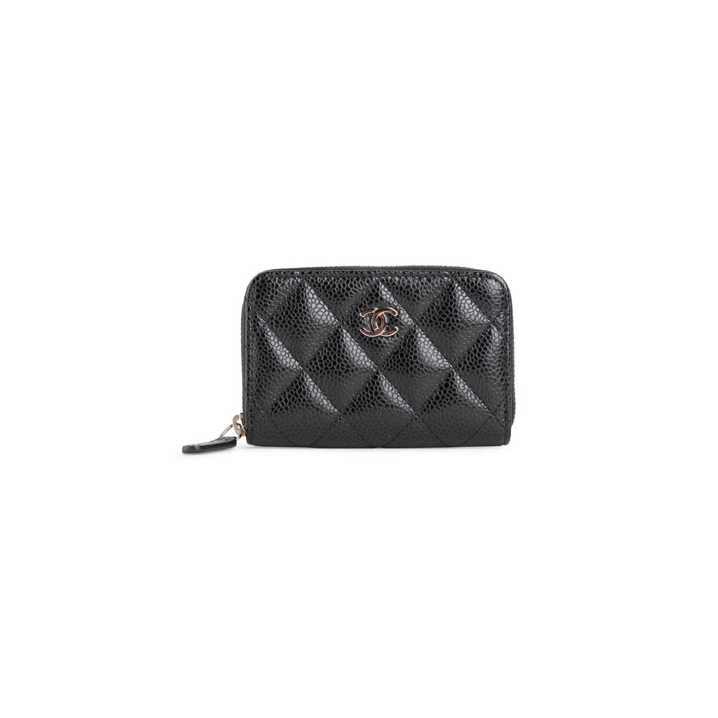 Black C mini zip wallet