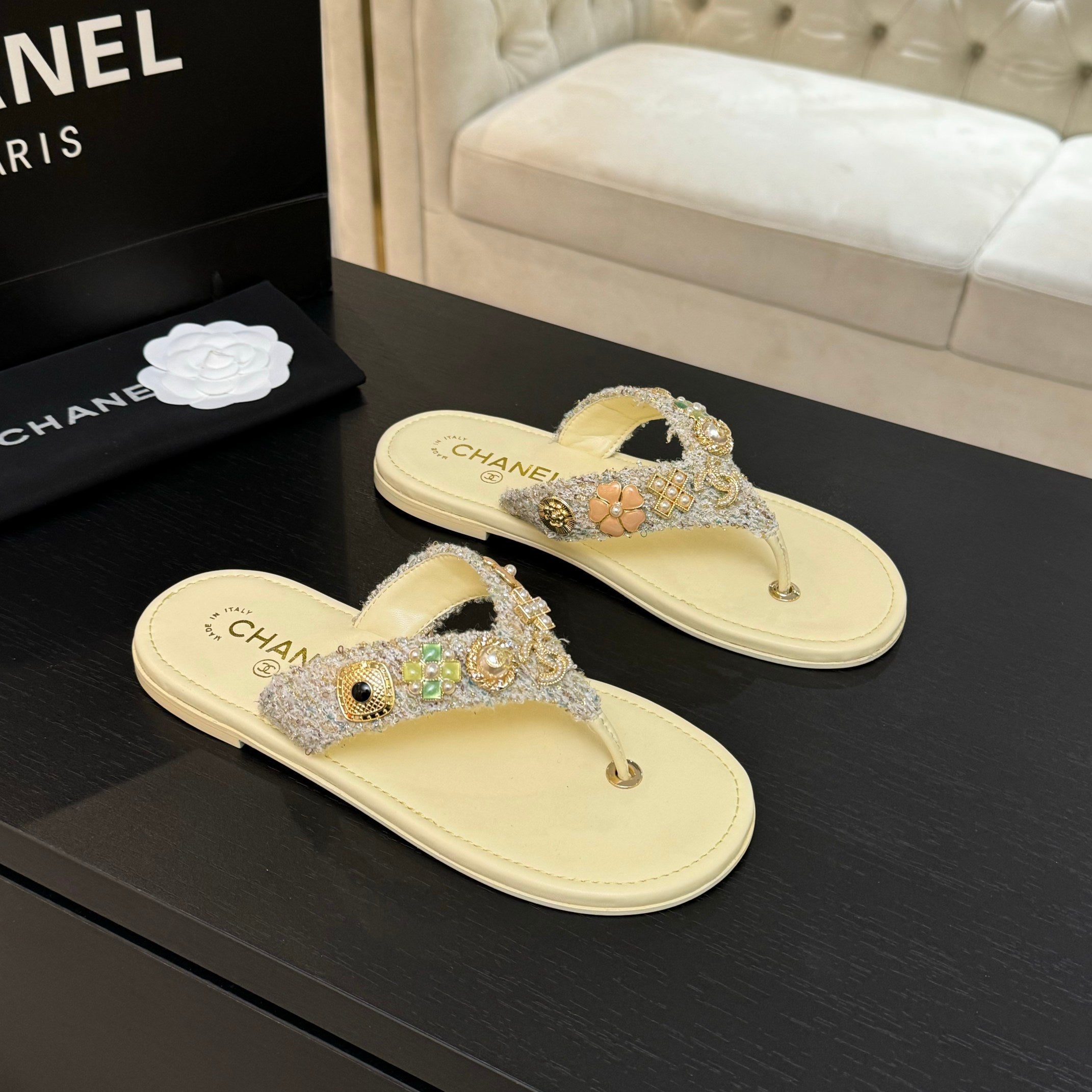 Light Yellow, Pink & Light Blue Thongs