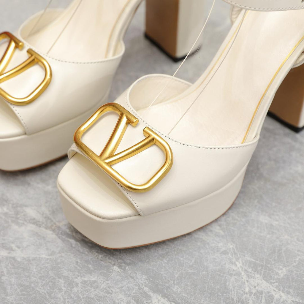 Cream White 115mm Platform Sandals