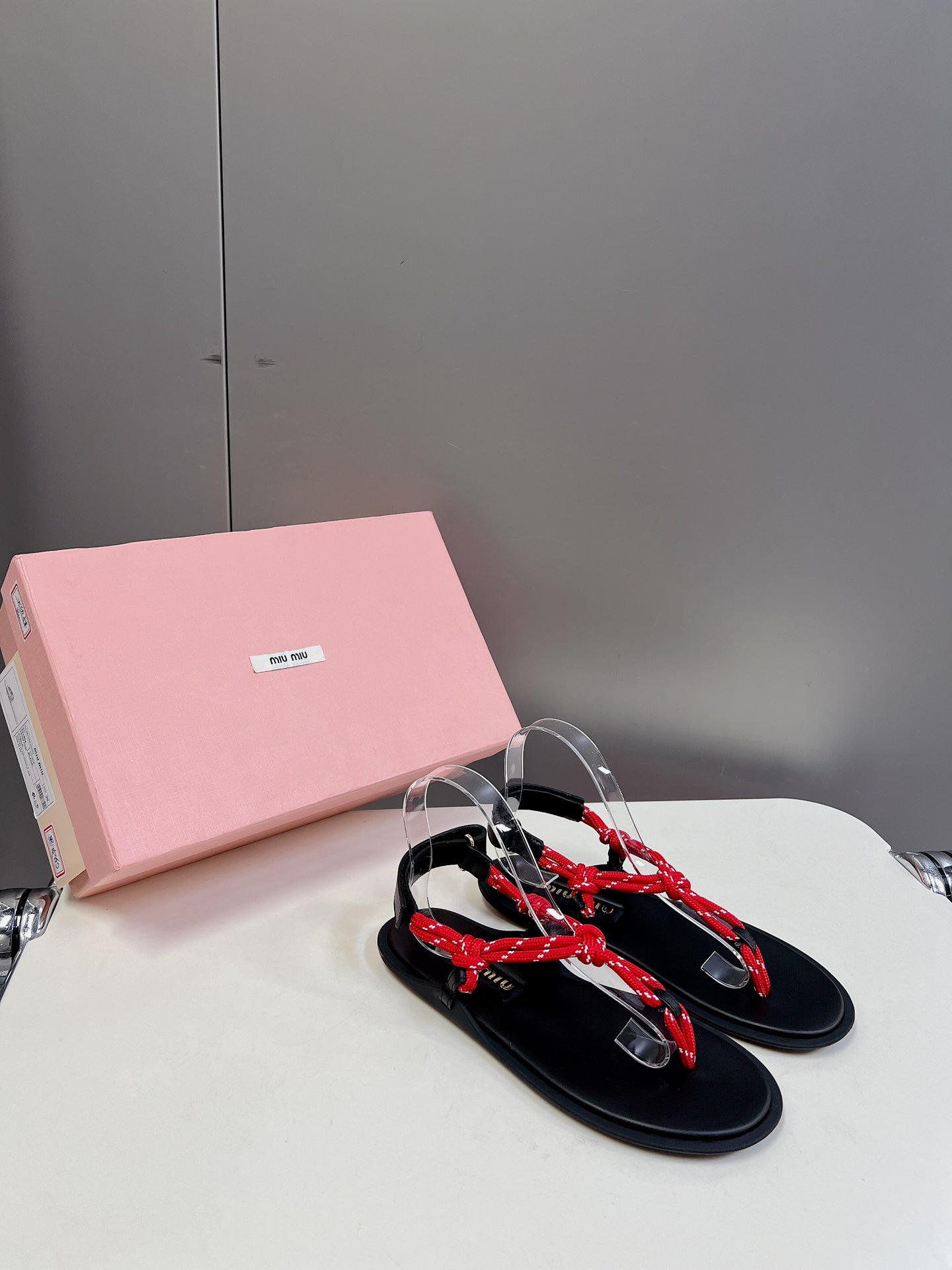 Red Riviere Cord & Leather Sandals