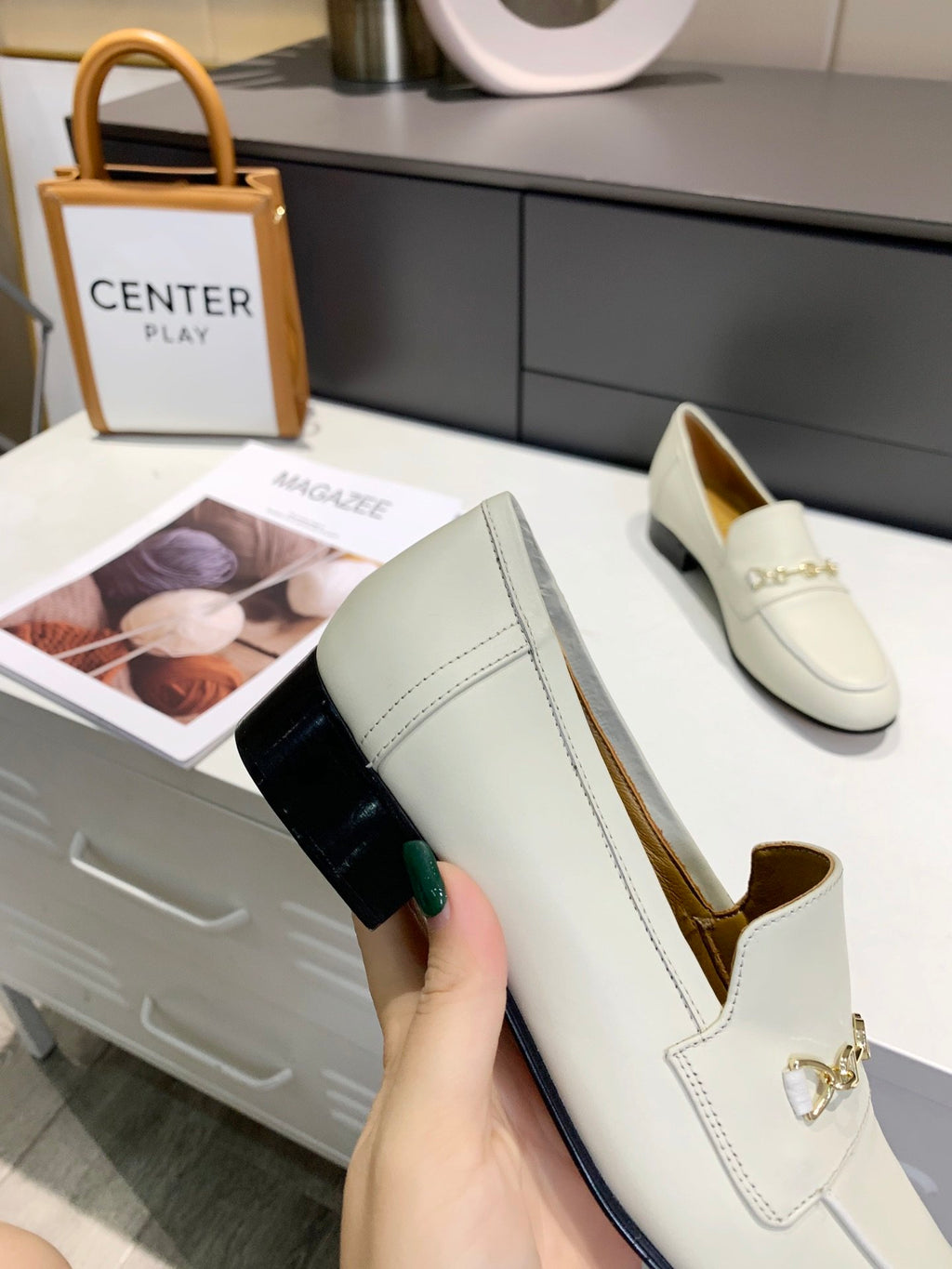 White GH block-heel loafers