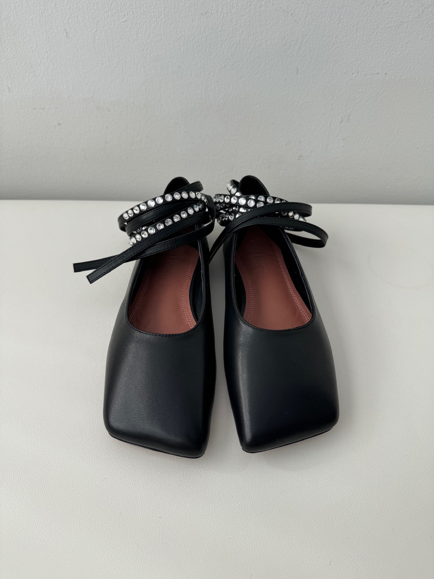 Black Ane Lace Up Flat
