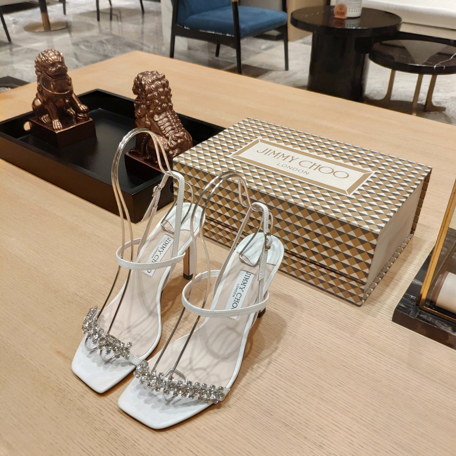 Cream JM 85 sandals with crystal embellishment