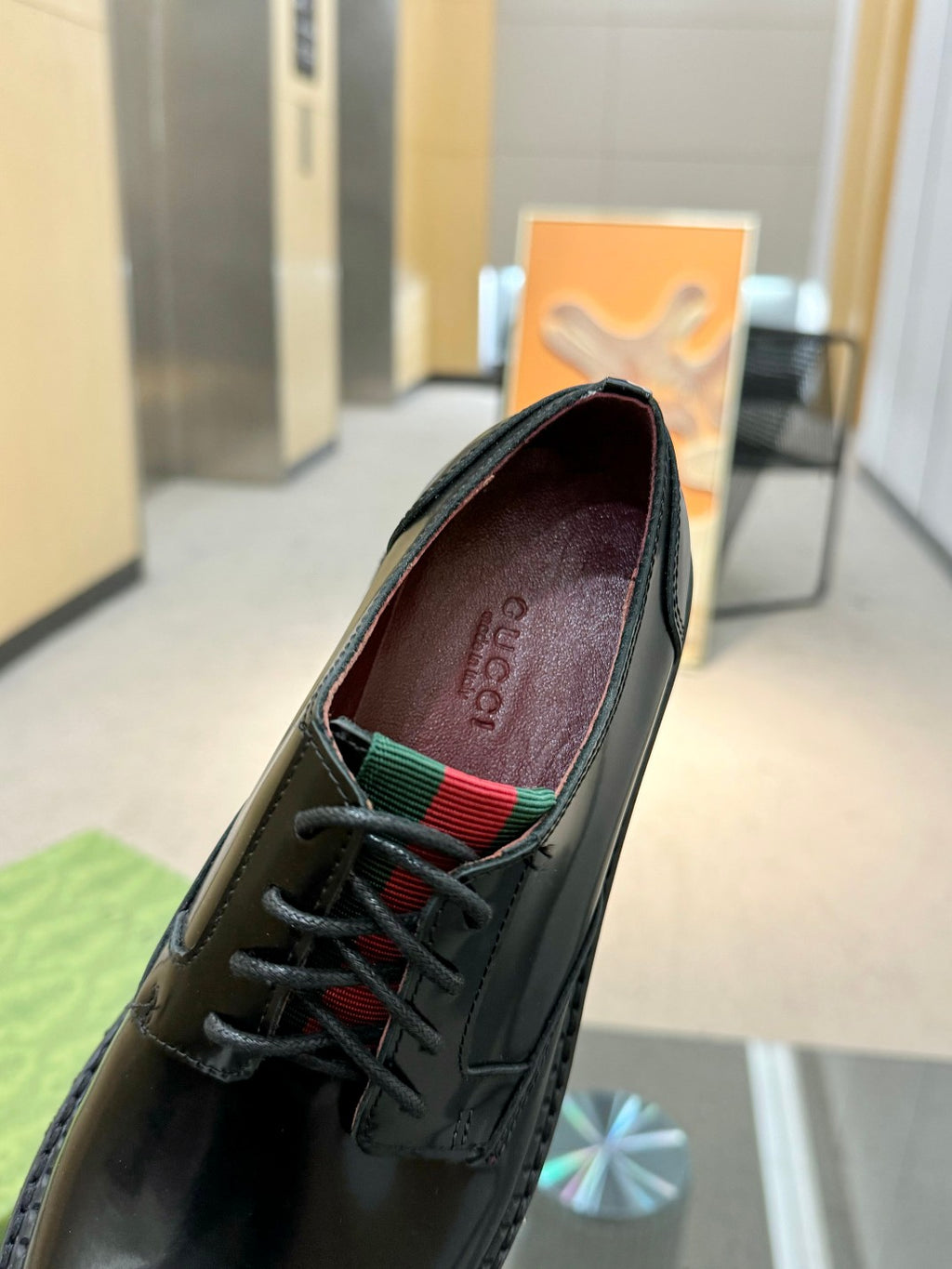 Black Lace-Up Loafers With Web