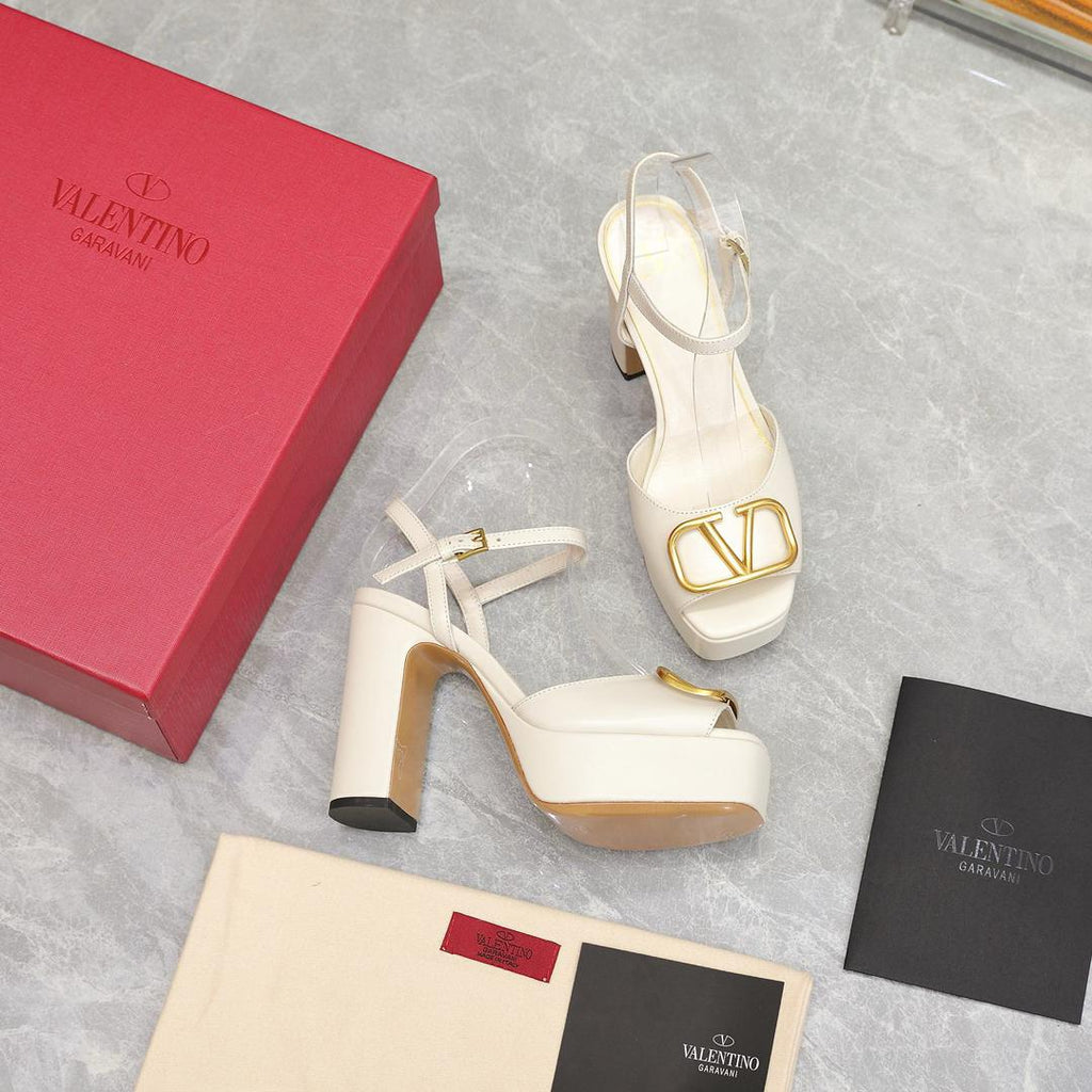 Cream White 115mm Platform Sandals