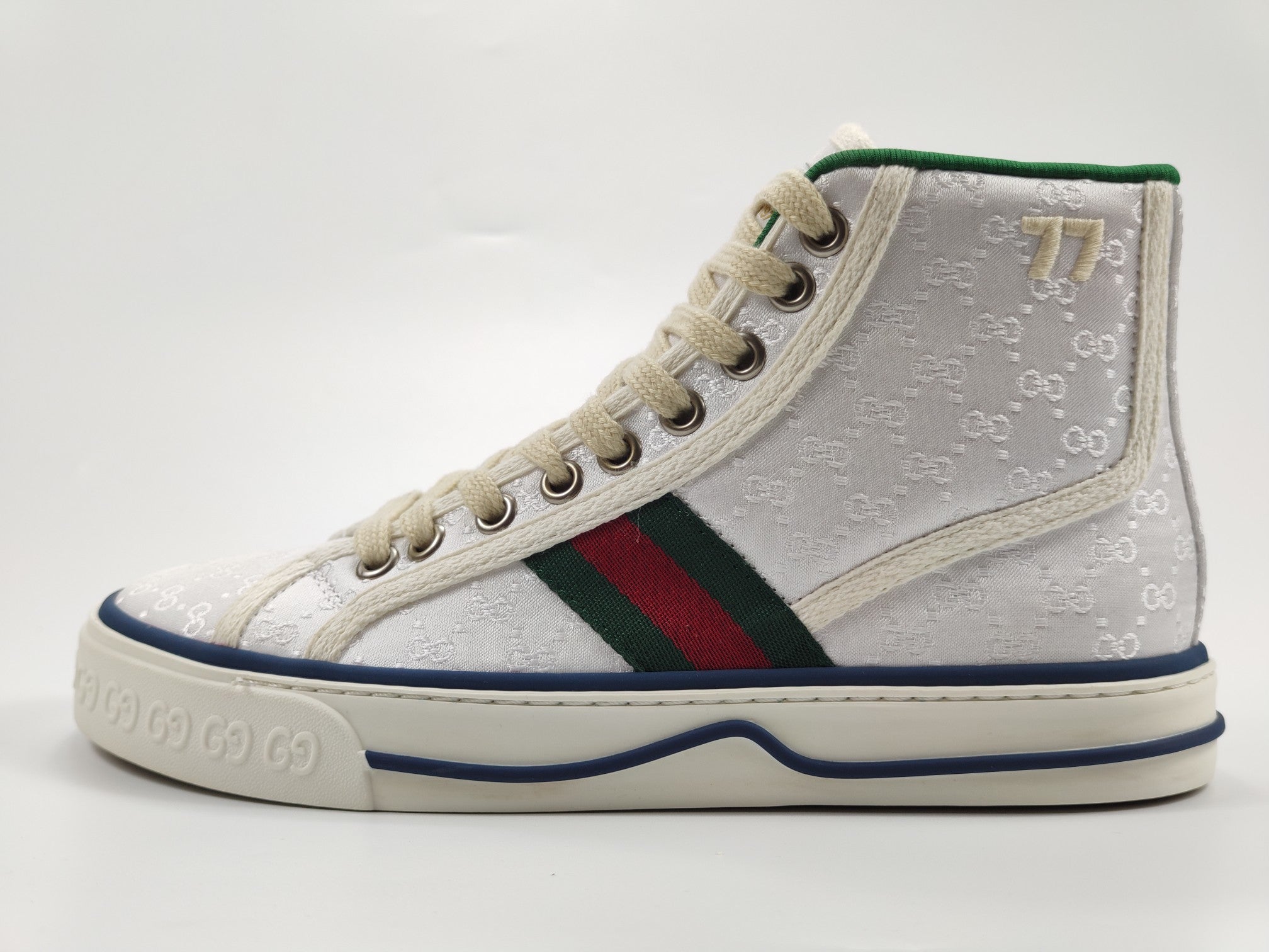 Women's White tennis high top sneaker