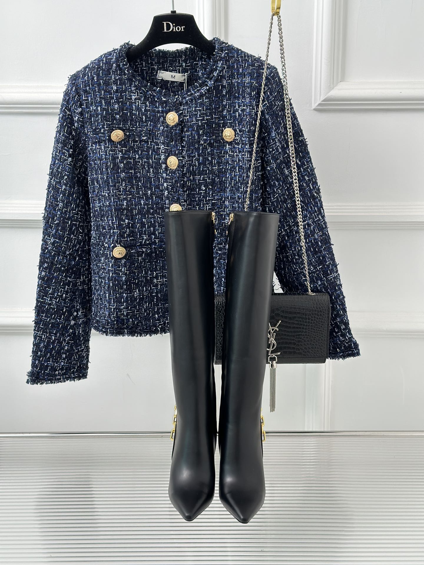 Black Sparkle High Boot