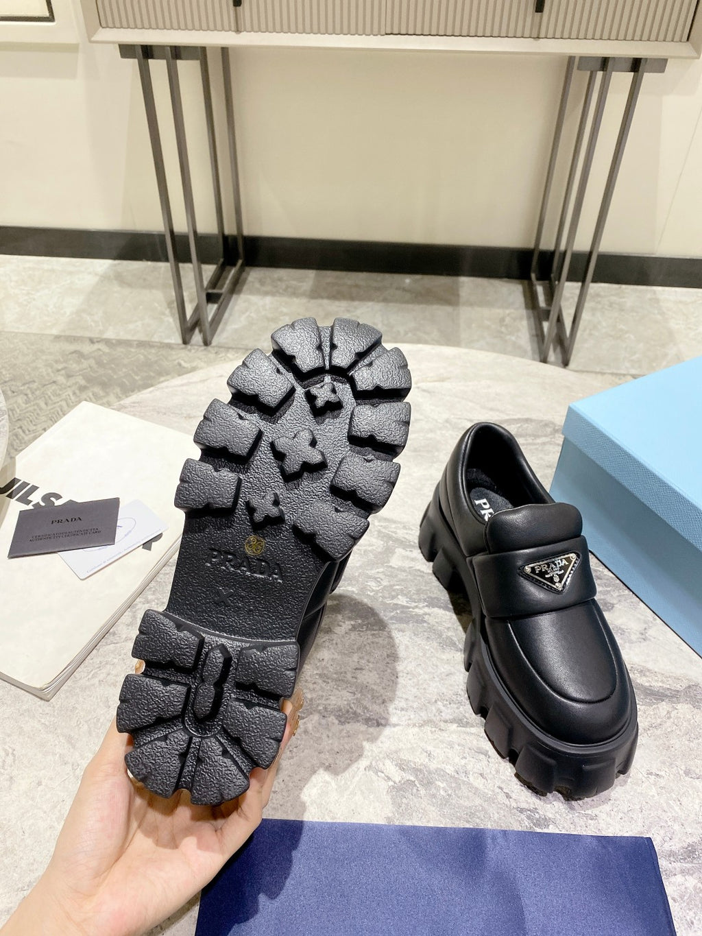 Black Soft Padded Leather Loafers