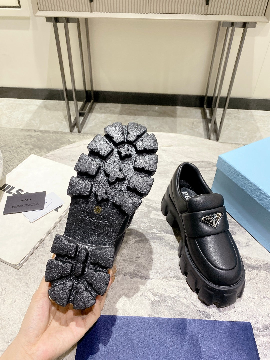 Black Soft Padded Leather Loafers