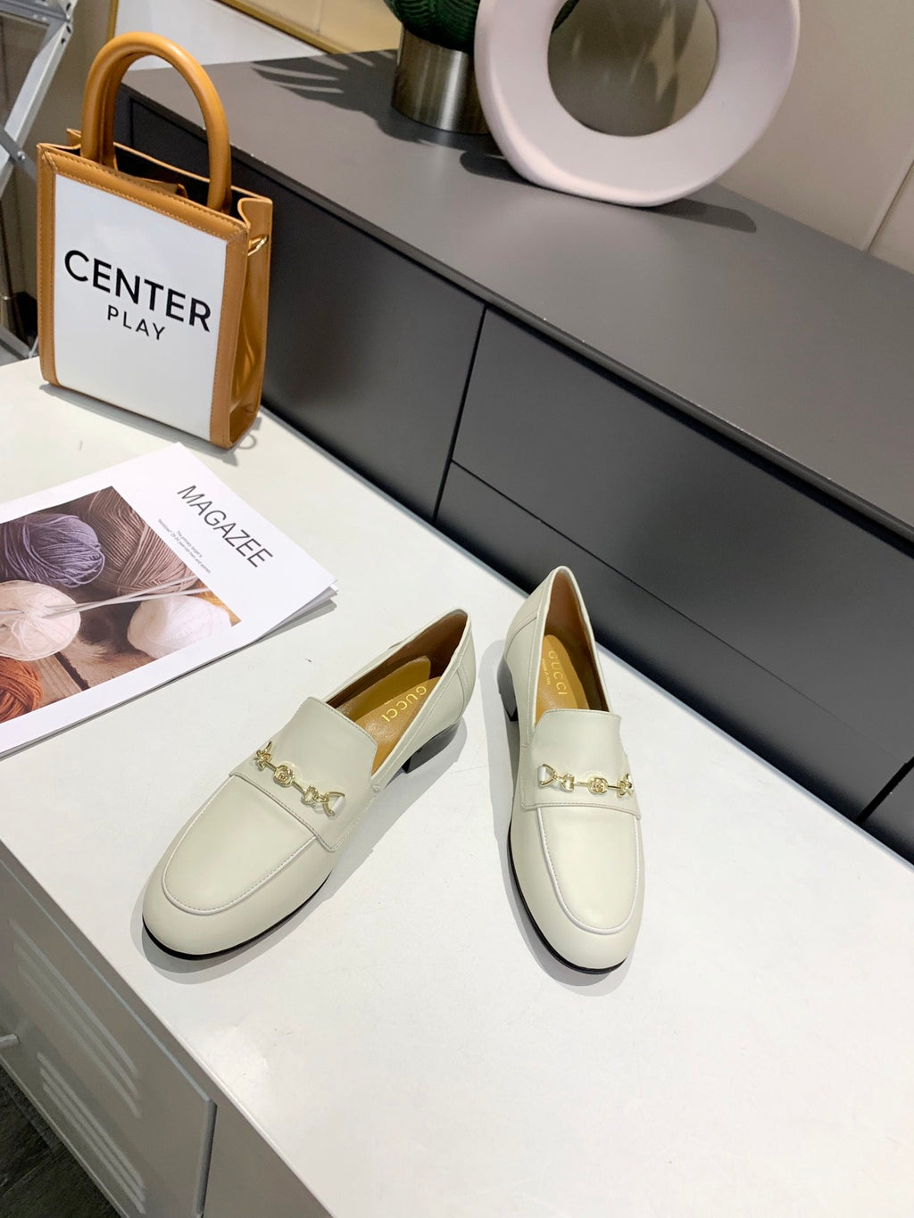 White GH block-heel loafers