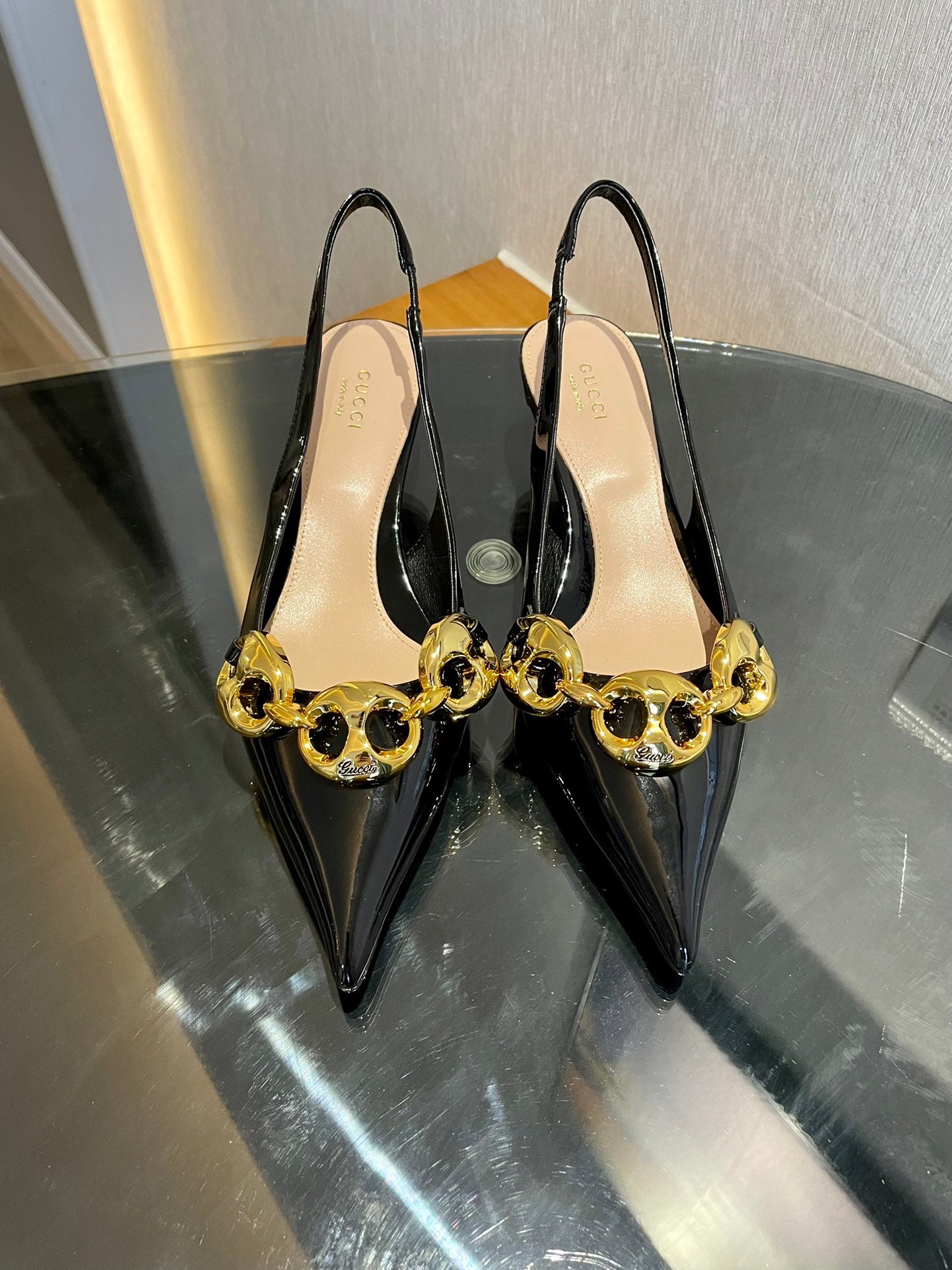 Black Slingback With Chain