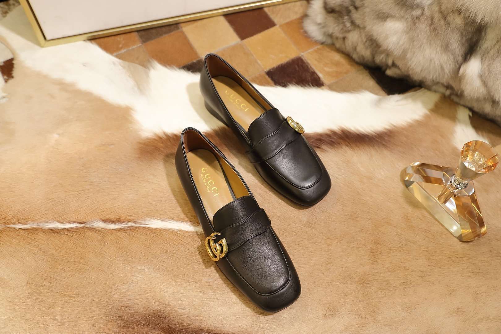 Black GM leather loafers