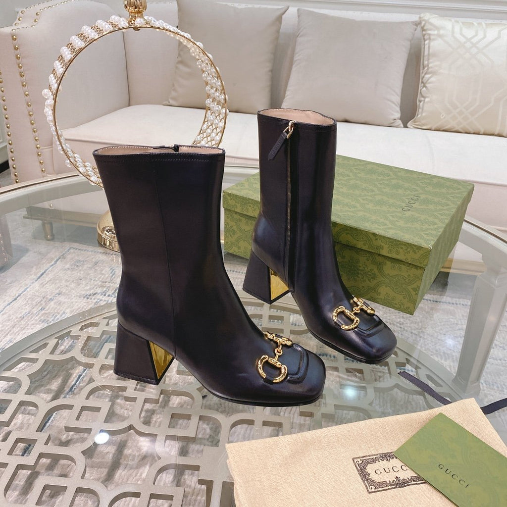 Black GH mid-heel ankle boot