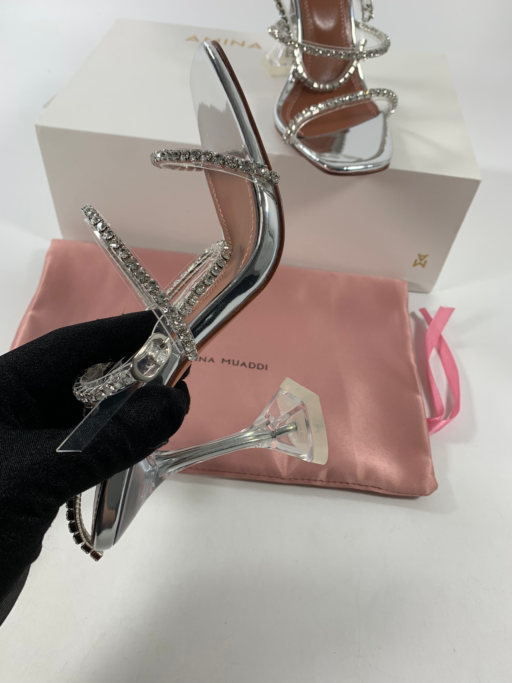 Silver AG crystal-embellished PVC sandals