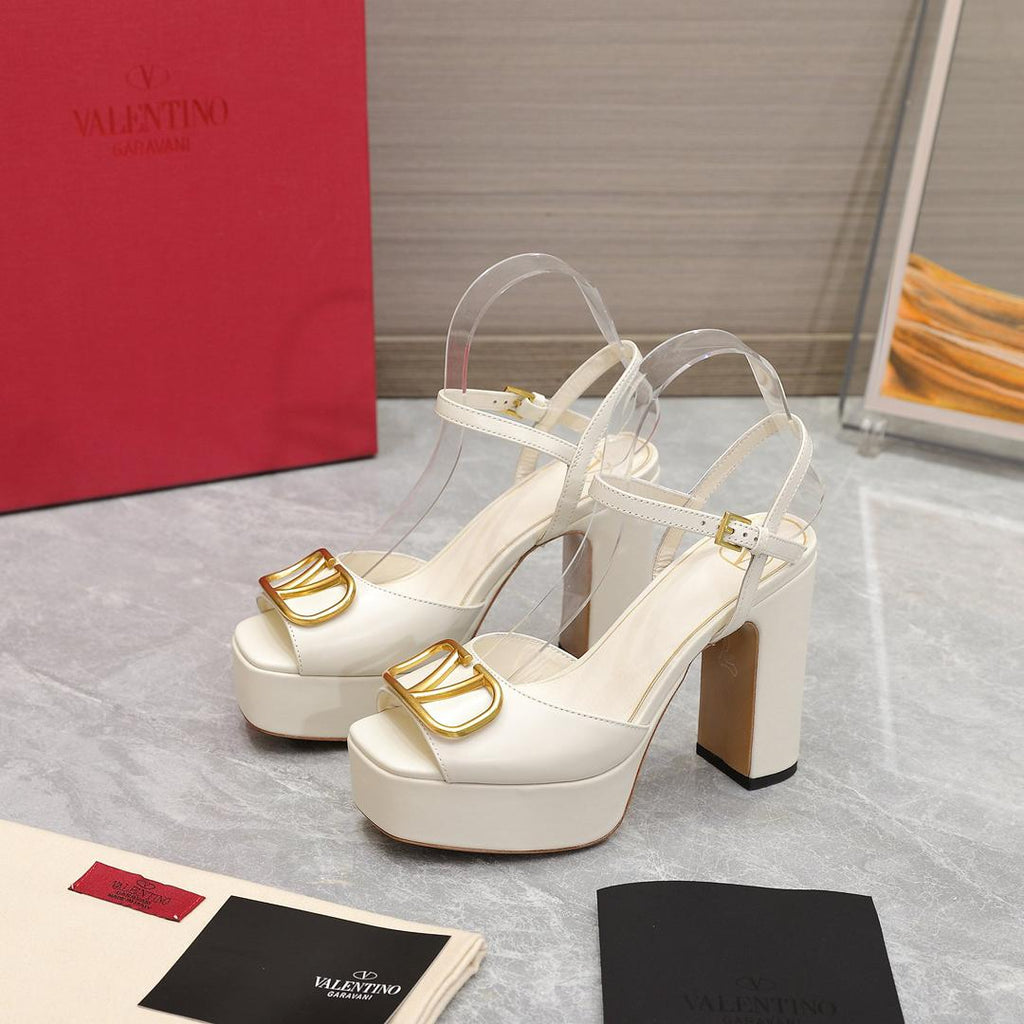 Cream White 115mm Platform Sandals