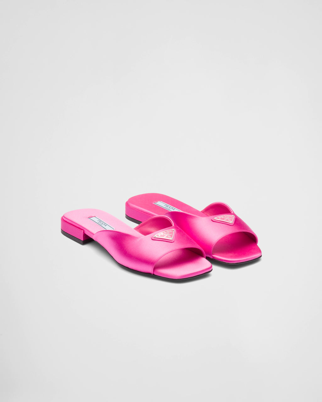 Pink flat satin sandals