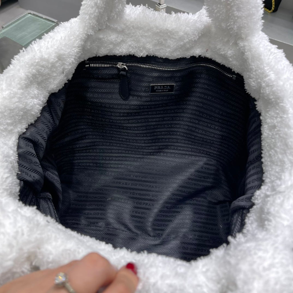 White & Black terry tote bag