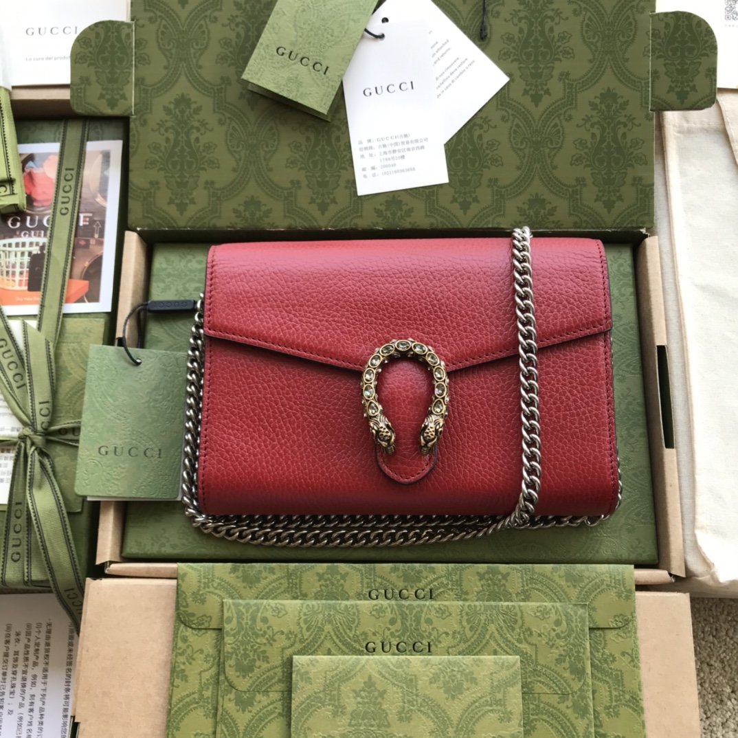 Hibiscus red DG mini leather chain wallet