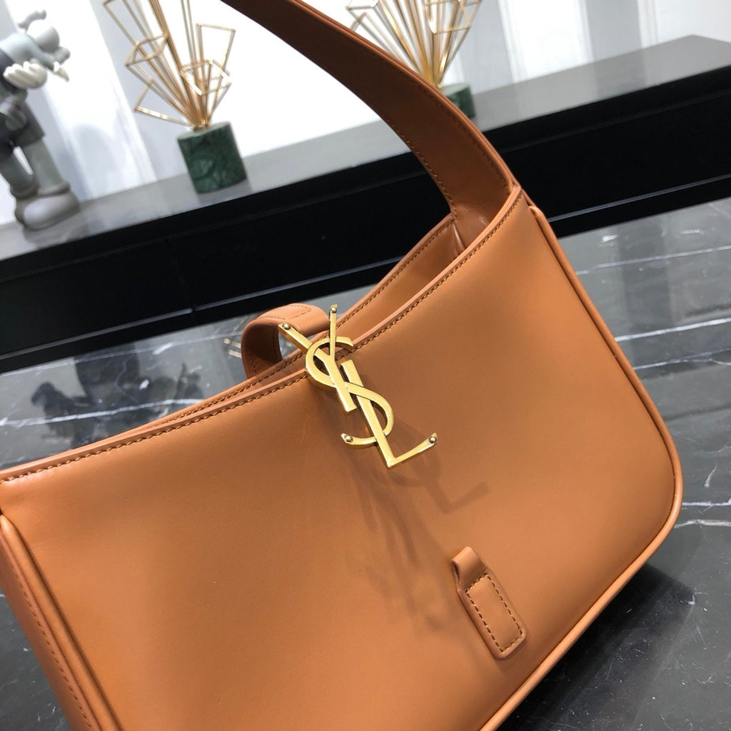 Brown crocodile SL leather shoulder bag