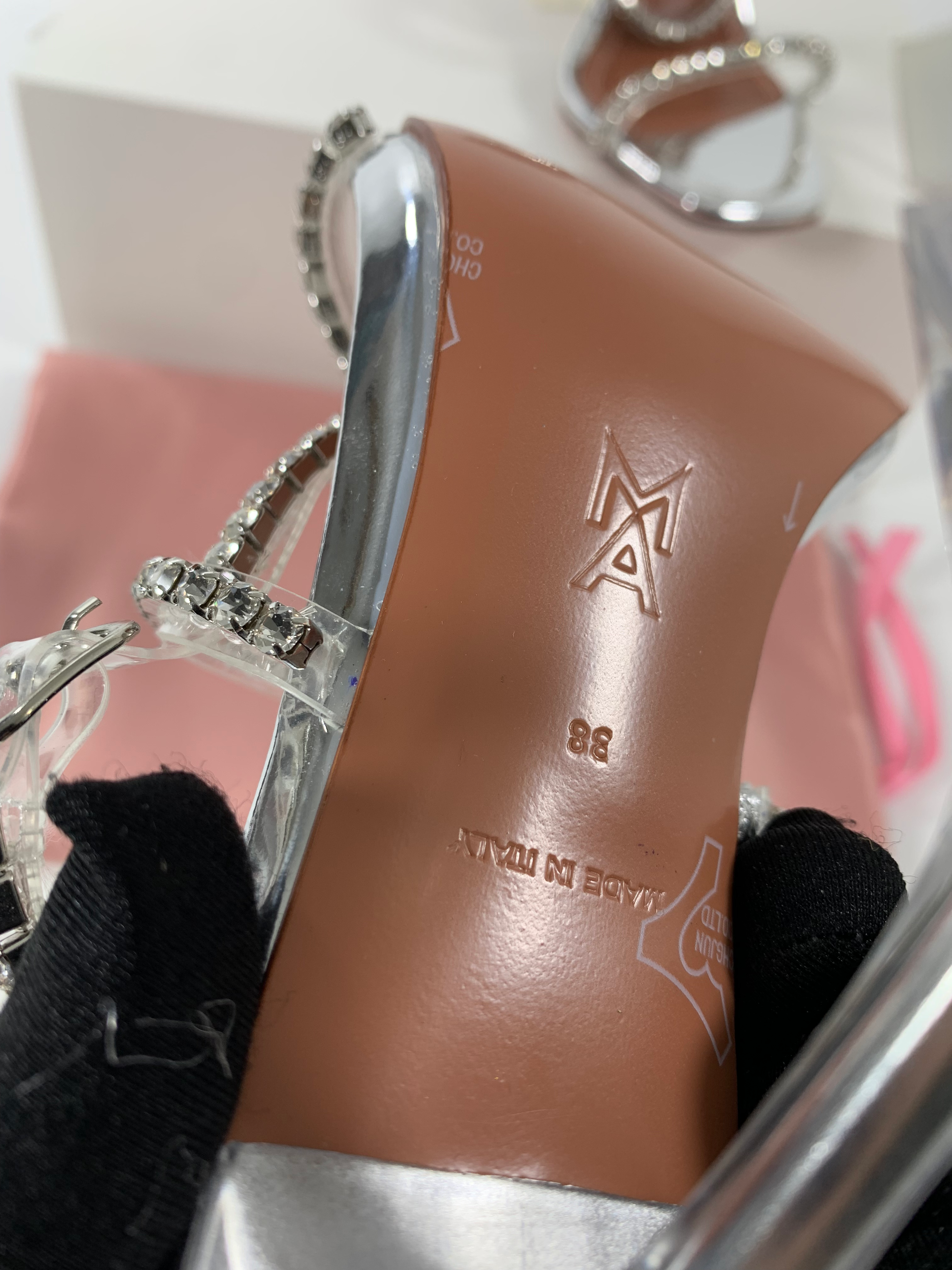 Silver AG crystal-embellished PVC sandals